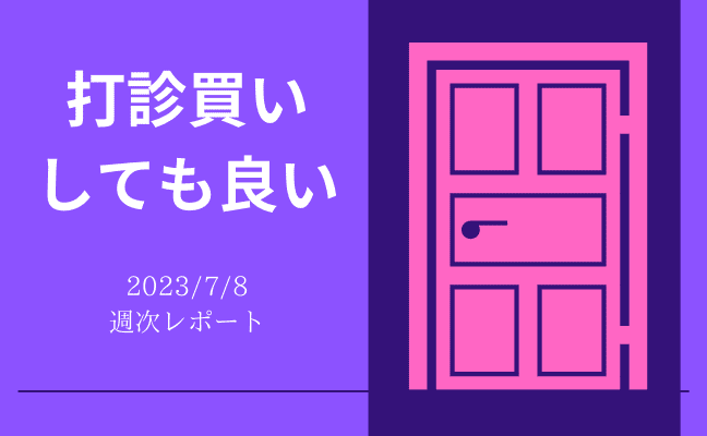 【第344号】週次レポート（2023/7/8）：これから上がるか下がるかは分からないが、素晴らしい企業の打診買いはしても良い