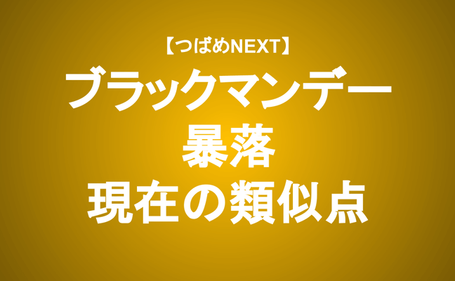【つばめNEXT】1987年ブラックマンデーと類似？暴落が起きたらどうする？