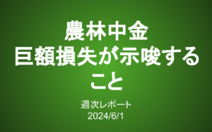 【第382号】週次レポート（2024/6/1）：農林中金の巨額損失が示唆すること
