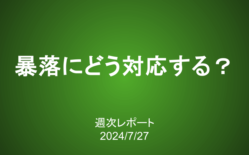 【第386号】週次レポート（2024/7/27）：暴落にどう対応する？