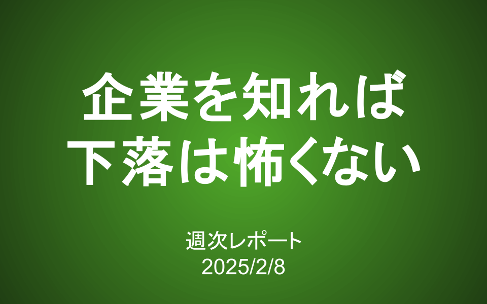 【第400号】週次レポート（2025/2/8）：企業を知れば、株価下落は怖くない（ロート製薬、ユニ・チャーム解説）