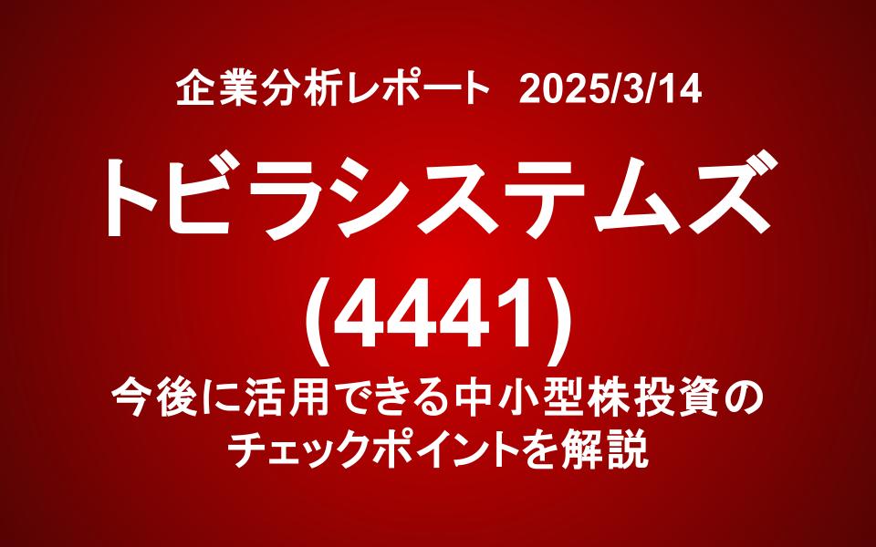 トビラシステムズ (4441)：今後活用できる中小型株投資のチェックポイントを解説