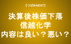 【つばめNEXT】決算発表から下落基調。今のうちに買っておく？【信越化学工業】