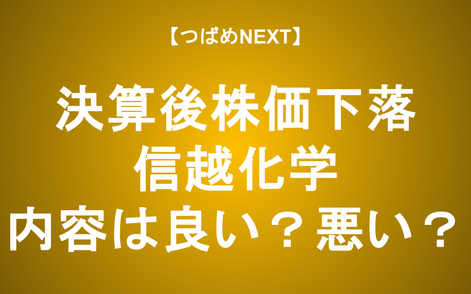 【つばめNEXT】決算発表から下落基調。今のうちに買っておく？【信越化学工業】