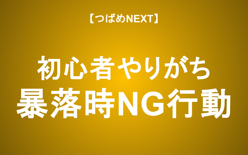 【つばめNEXT】暴落時に投資家が取ってはいけない行動とは？【株式投資初心者必見】